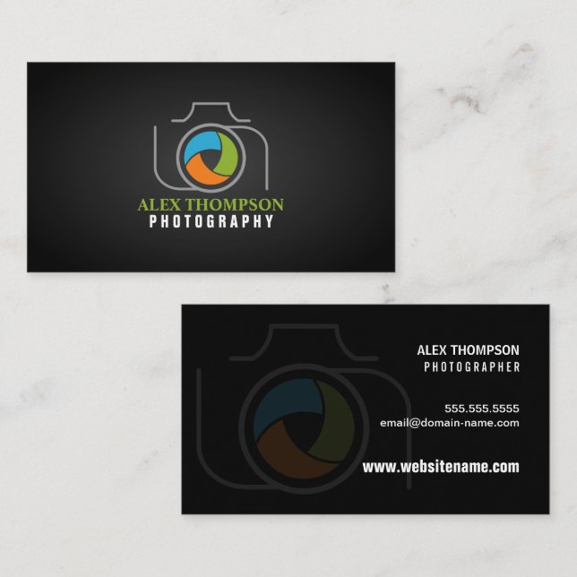 Modern Photography Camera Color Shutter Business Card (Front/Back)