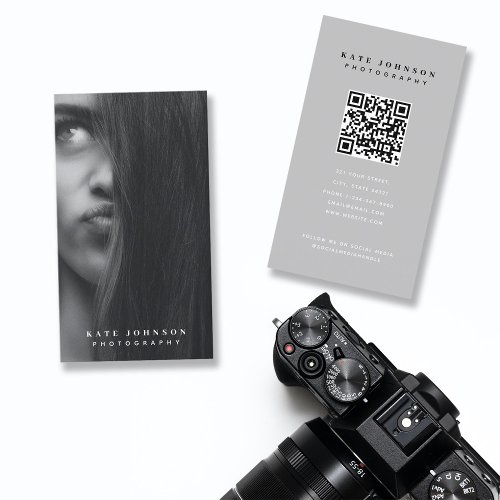 Modern Photography Full Photo Stylish Gray Business Card