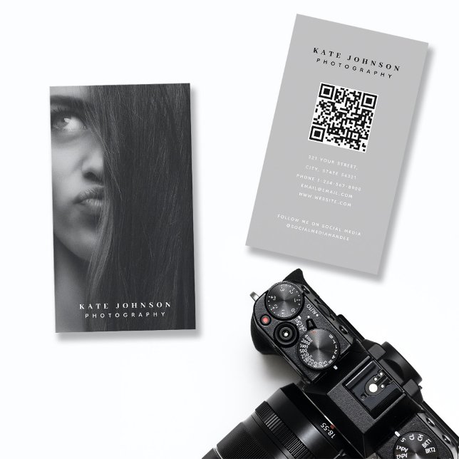 Modern Photography Full Photo Stylish Gray Business Card (Creator Uploaded)