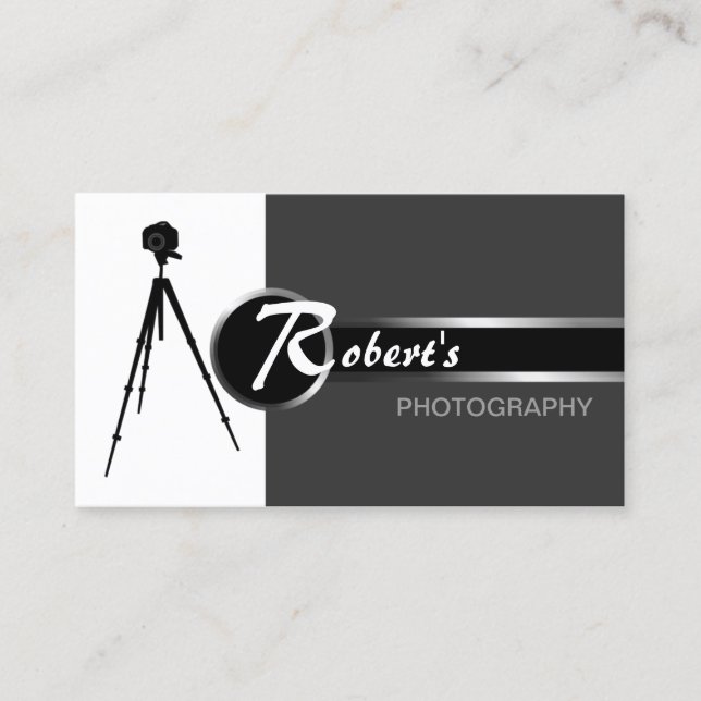 Modern Photography Gray Business Card (Front)