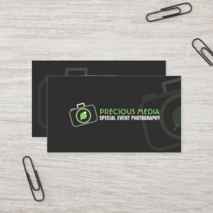 Modern Photography Green White Gray Business Card