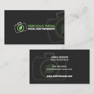 Modern Photography Green White Gray Business Card