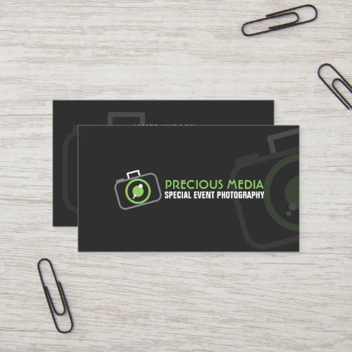 Modern Photography Green White Gray Business Card Template