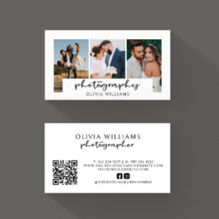 Modern Photography Photo Collage QR Code Business Card
