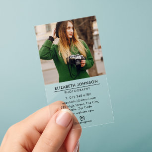 Modern Photography Photo Luxury Plastic Clear Business Cards