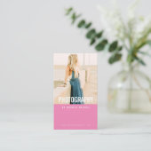 Modern photography professional photographer pink business card (Standing Front)