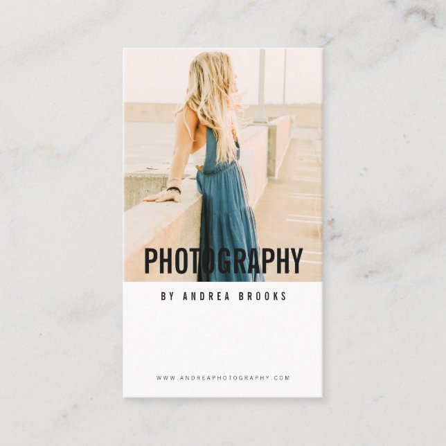 Modern photography professional photographer white business card (Front)