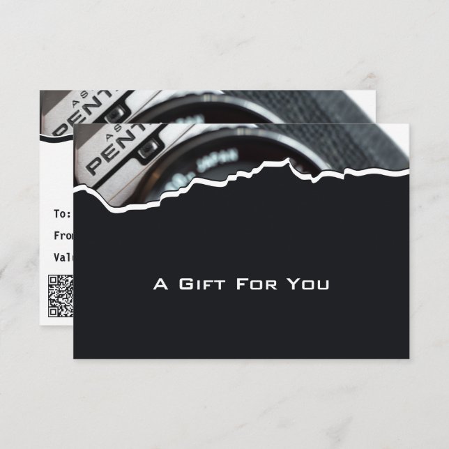 Modern Photography QR Code Gift Certificate Note C (Front/Back)