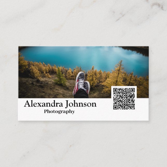 Modern Photography QR Code Photo Photographer  Business Card (Front)