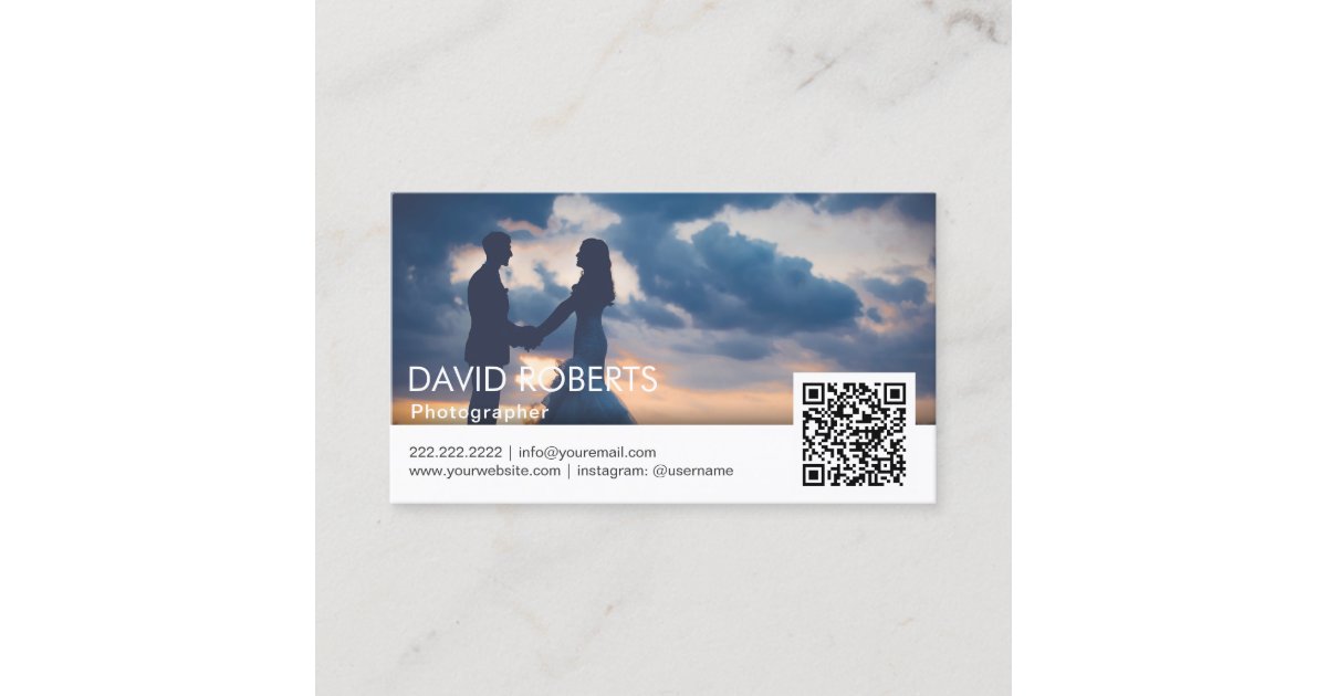 Modern Photography QR Code Photographer Business Card
