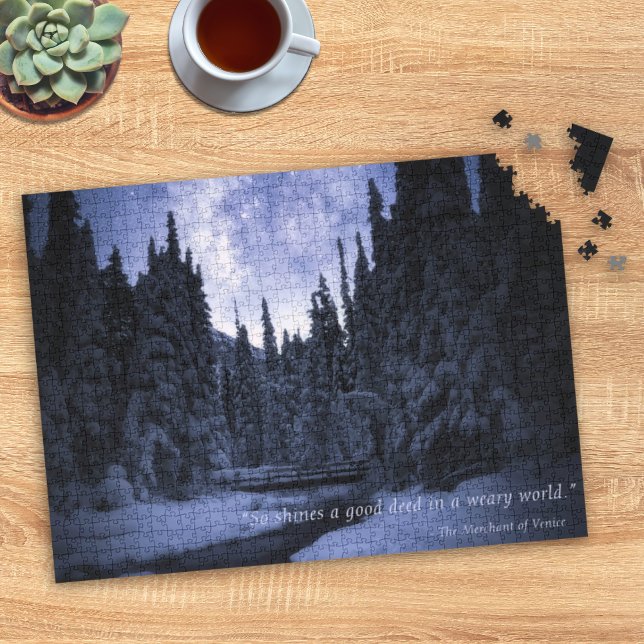 Modern Photography Quote Night Sky Snow Jigsaw Puzzle (Creator Uploaded)