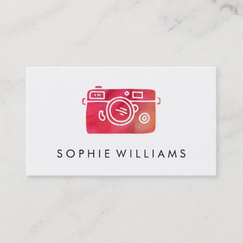 Modern Photography Red Watercolor Texture Business Card