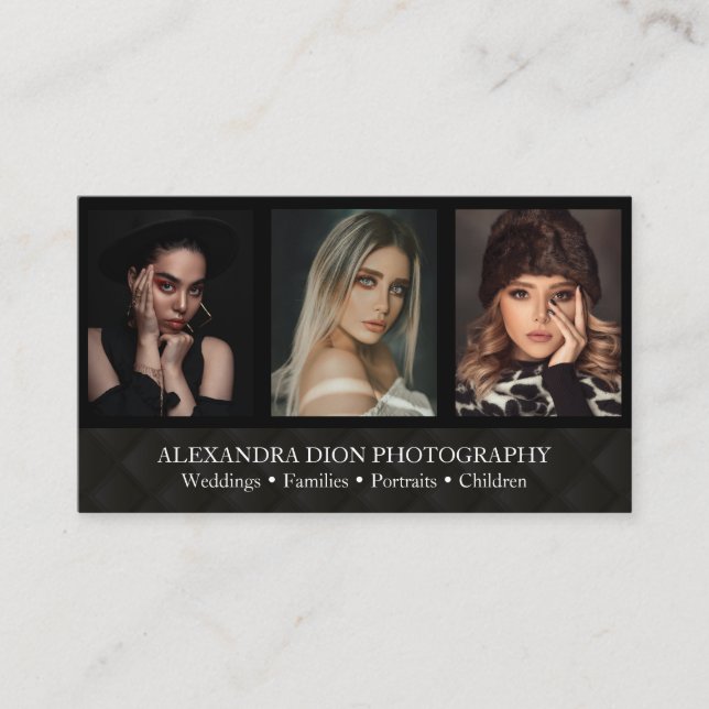 Modern photography simple black white photographer business card (Front)