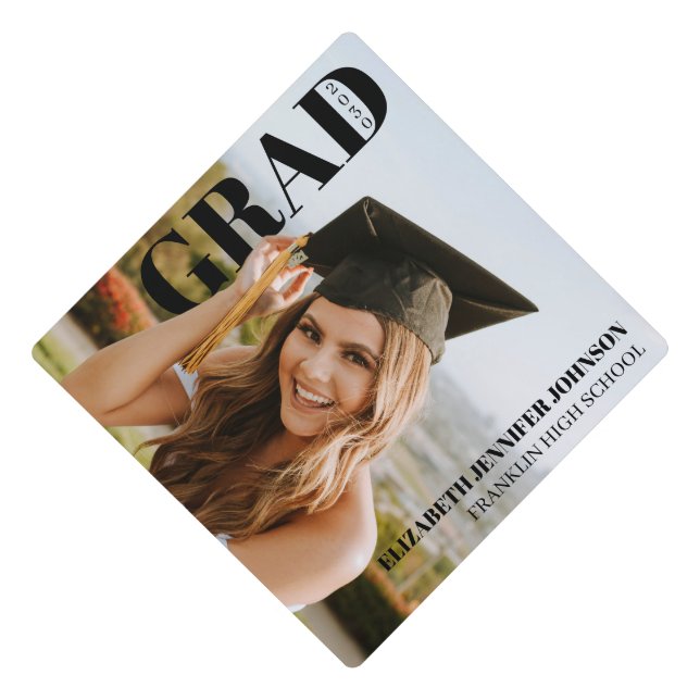Modern PhotoPop Class of Graduation Cap Topper (Front)