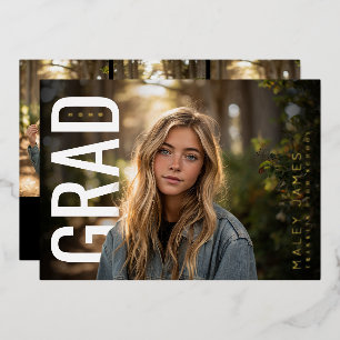 Modern PhotoPop Class of Graduation Foil Invitation