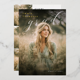 Modern PhotoPop Collage Graduation Party Foil Invitation