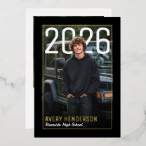 Modern PhotoPop Graduation Party Foil Invitation