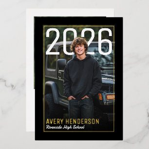 Modern PhotoPop Graduation Party Foil Invitation