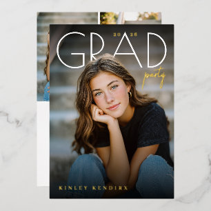 Modern PhotoPop Graduation Party Foil Invitation