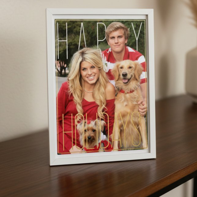 Modern PhotoPop Happy Holiday Foil Card (Creator Uploaded)