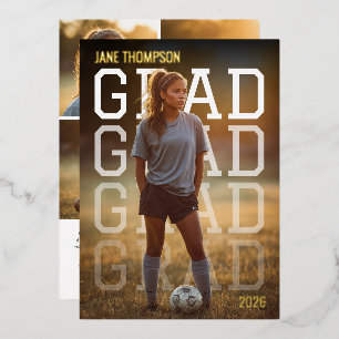 Modern PhotoPop Sports Graduation Foil Invitation
