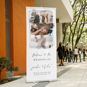 Modern Photos and Elegant Brushstroke Wedding Retractable Banner
