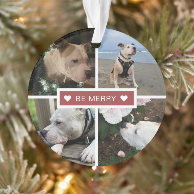 Modern Photos Collage Be Merry Ornament (Tree)