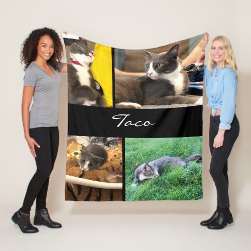 Modern Photos Collage Cat Fleece Blanket