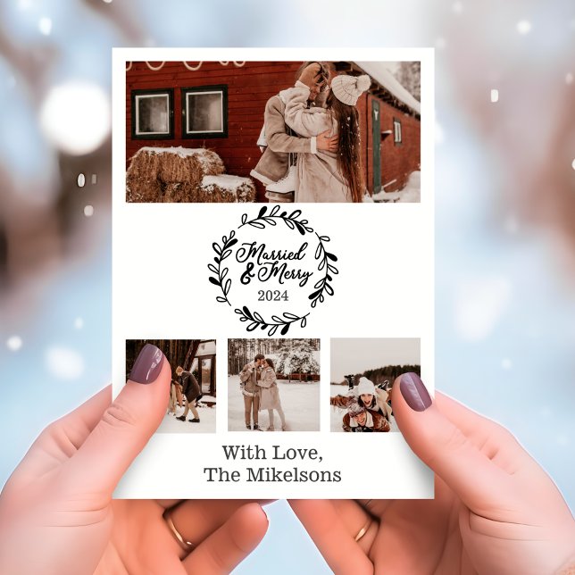 Modern Photos Married and Merry Holiday Card (Creator Uploaded)