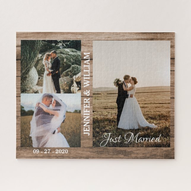 Modern photos simple personalized gift love couple jigsaw puzzle (Horizontal)