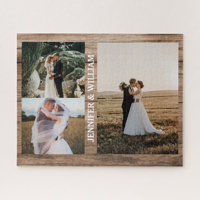 Modern photos simple personalized gift love couple jigsaw puzzle (Horizontal)