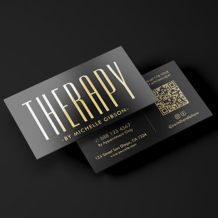 Modern Physical Therapist Foil Black Business Cards
