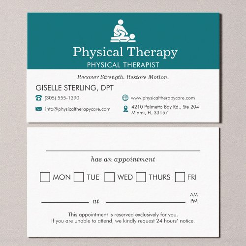 Modern Physical Therapy Office Appointment Card