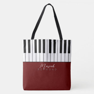 Modern Piano All-Over Tote Bag with Name