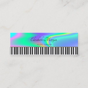 Modern,Piano Keys, Holographic Music Teacher Mini Business Card