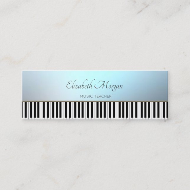 Modern,Piano Keys, Music Teacher Mini Business Card (Front)