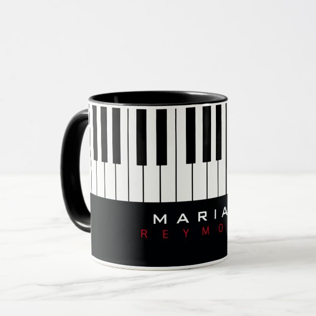 Modern Piano Mug with Name (Front Left)
