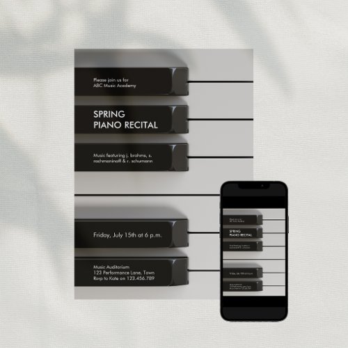Modern Piano Music Academy Recital Invitation