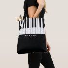 Modern piano music all-over tote bag with name