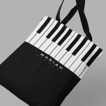 Modern piano music all-over tote bag with name<br><div class="desc">Keyboard with name...  a super stylish and modern design to pleasure any pianist</div>