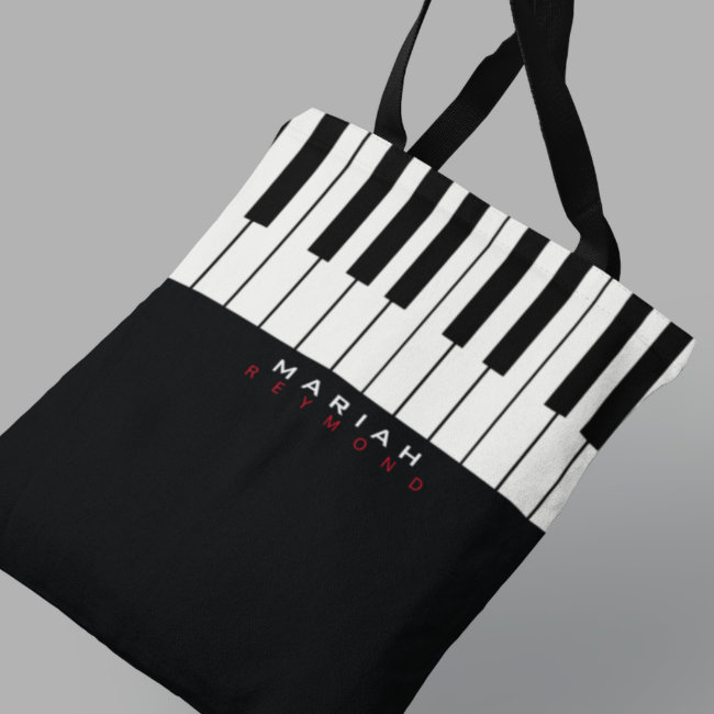 modern piano music all-over tote bag with name