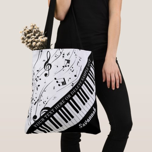 Modern Piano Music Notes Custom Colors Tote Bag