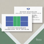 Modern Pickleball Coach Teaching Pro Business Card<br><div class="desc">Simple, modern business card for pickleball coaches or those in a pickleball business - clubs, teams, tournament directors, etc - or use as a calling card so people can contact you to play. Easily change the colors of the court and paddles on the back. Add your name, services, contact info,...</div>