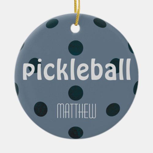 Modern Pickleball Monogram Name Ceramic Ornament
