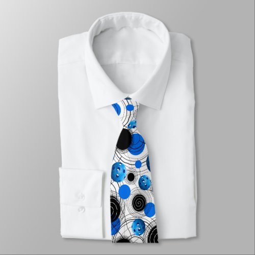 Modern Pickleball Pattern Blue Neck Tie