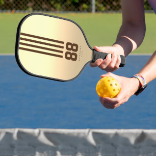 Modern Pickleball Player Name Number Stripes Gold Paddle