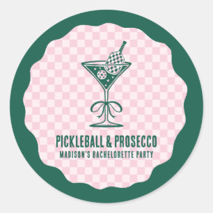 Modern Pickleball & Prosecco Bachelorette Weekend Classic Round Sticker