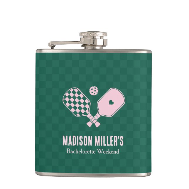Modern Pickleball & Prosecco Bachelorette Weekend Flask (Front)