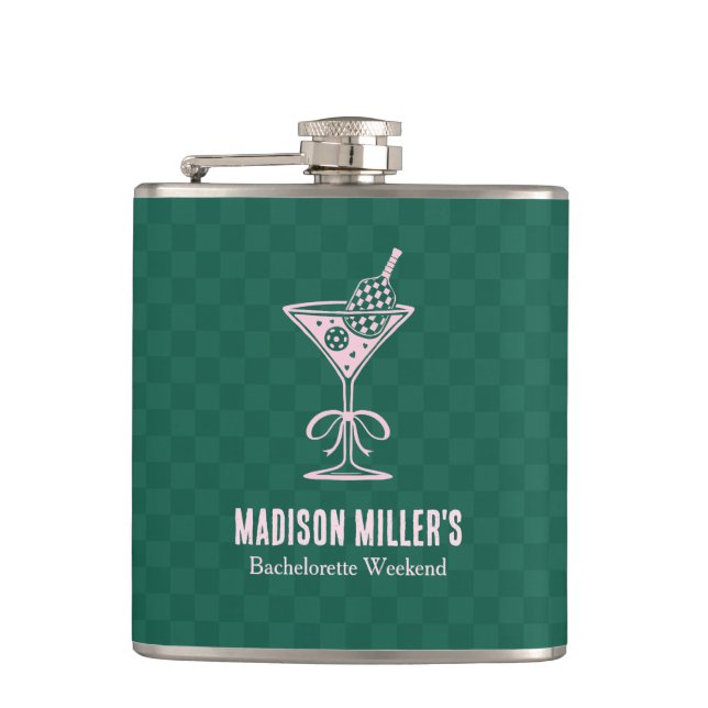 Modern Pickleball & Prosecco Bachelorette Weekend Flask (Front)