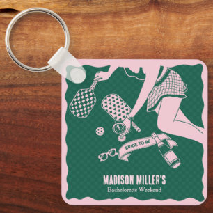 Modern Pickleball & Prosecco Bachelorette Weekend Keychain